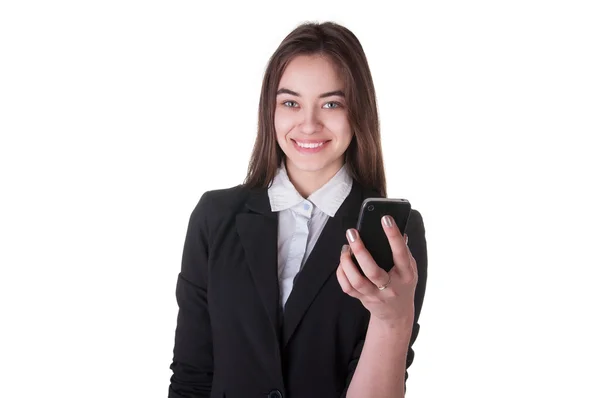 Retrato Estudantil Feminino com telefone — Fotografia de Stock