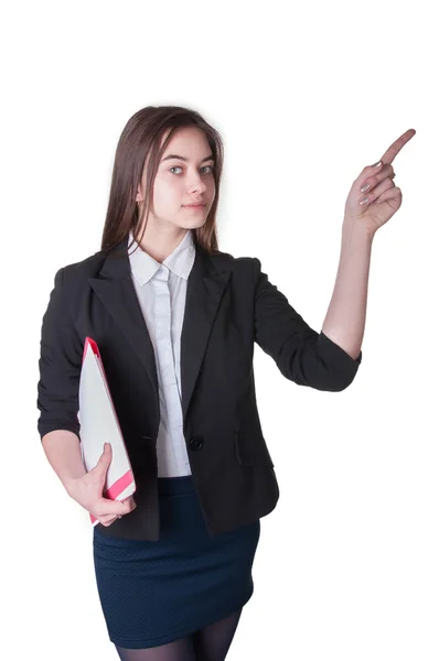 Colegiala con estuche de documentos —  Fotos de Stock