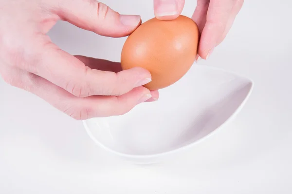 Hände, die Eier halten — Stockfoto