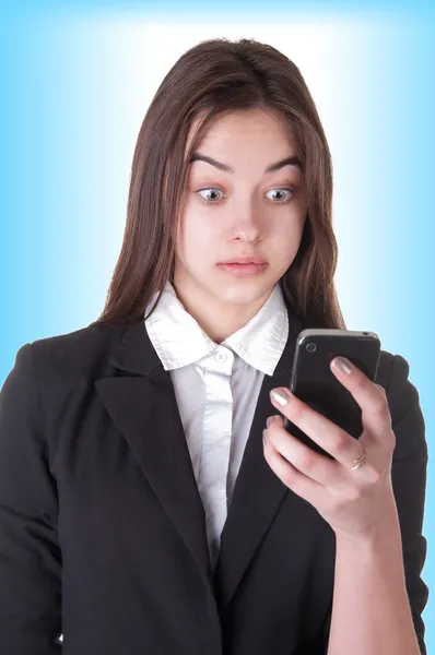 Mujer Estudiante Retrato con teléfono — Foto de Stock