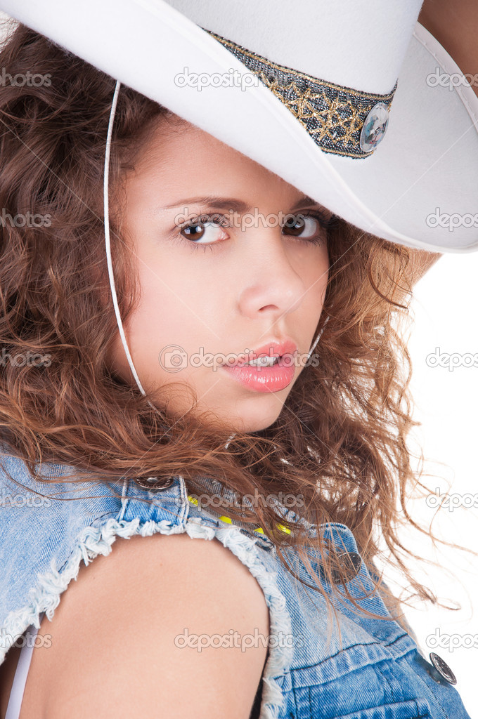 Portrait of a tourist girl on a white background