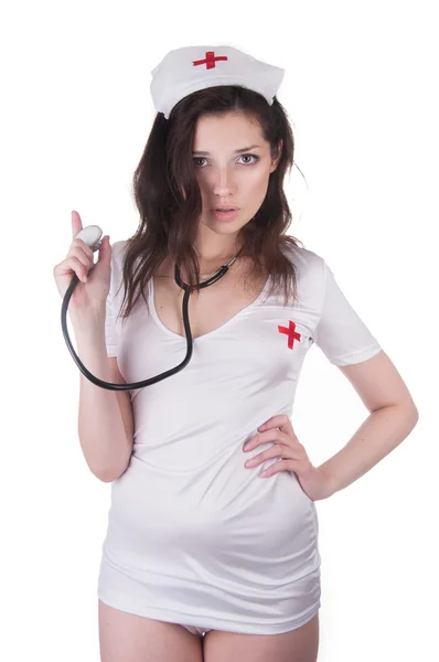 Fille en costume conventionnel sexuel de l'infirmière médicale — Photo