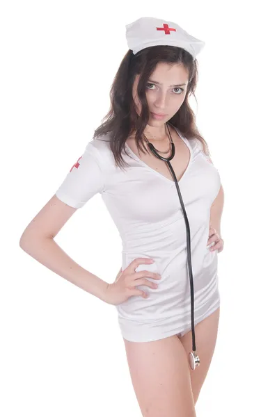 Dziewczyna w seksualnego garnitur conventionalized pielęgniarka — Zdjęcie stockowe