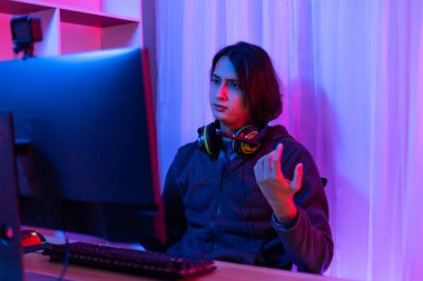Men play E-Sport games or streamers, Lost the match, Male stressed after being criticized and scolded by the audience, Technology game trends, Hurt the feelings, sadl clipart