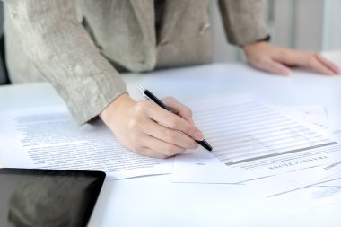 Finans işkadını şirketin kâr ve büyüme, piyasa araştırma raporları ve gelir istatistikleri, Finansal ve Muhasebe kavramı yaratma performansının grafiğini analiz ediyor.