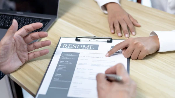 Job Interview Employer Recruiter Interviewing Taking Applicant Work History Specialized — Stock Photo, Image