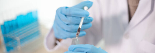 Scientists are testing antiretroviral drugs from the blood of infected patients in order to analyze antibiotics for normal treatment, Testing antiretroviral drugs or pathogens concept.