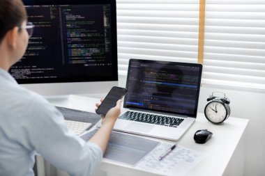 Profesyonel geliştirme programcıları programlamadan sonra uygulamalarının işlevselliğini test etmek, web siteleri ve uygulamalar için veri veya kod yazmak, HTML, javascript, Yazılım.