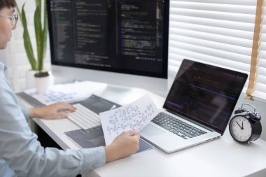 Profesyonel geliştirme programcıları bu bilgileri bilgisayarlarda programlamaya, web sitesi için bilgi veya kod yazmaya, HTML, javascript, Yazılım.