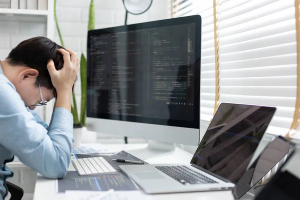 Professional development programmers are stress over failed jobs, Program does not work, Fail, Disappointment or despair,  Write information or code for the website,  HTML, javascript, Software.