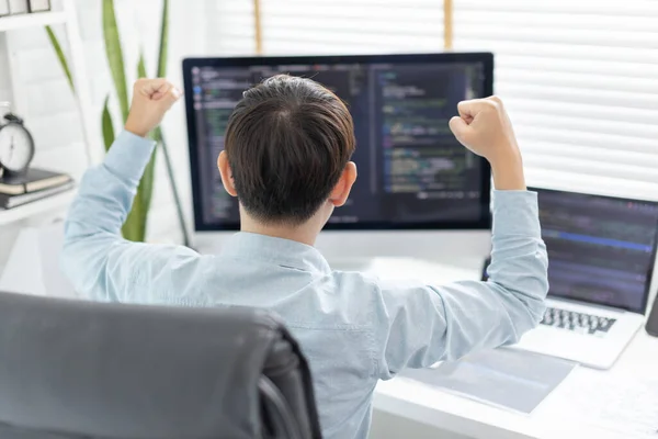 Professional Development Programmers Delighted Successful Popular Website Programming Work Customers — Foto Stock