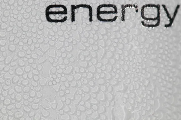 Superfície Molhada Fresca Condensação Com Texto Energia — Fotografia de Stock