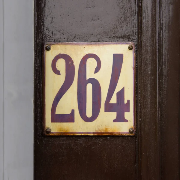 Casa Esmaltada Velho Número Duzentos Sessenta Quatro Painel Madeira — Fotografia de Stock