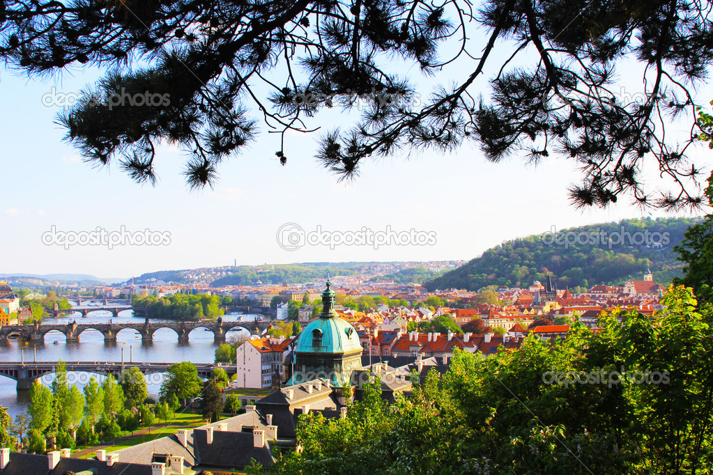 View of the bridge in Prague, Czech Republic