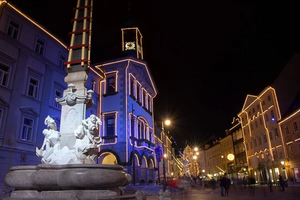 Robba fountain for Christmas and New Year, in Ljubljana, Slovenia — Stock Photo, Image