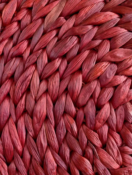 Banana Leaf Braids Dark Red Wicker Background Texture Braiding Circle — Fotografia de Stock