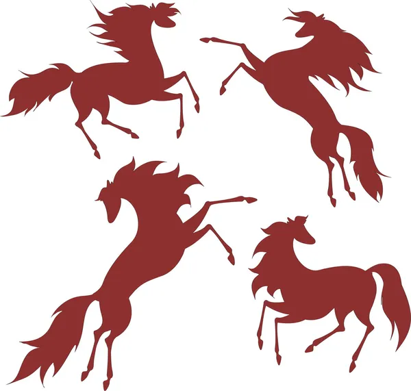 Stylized fairy red horses — Stock Vector