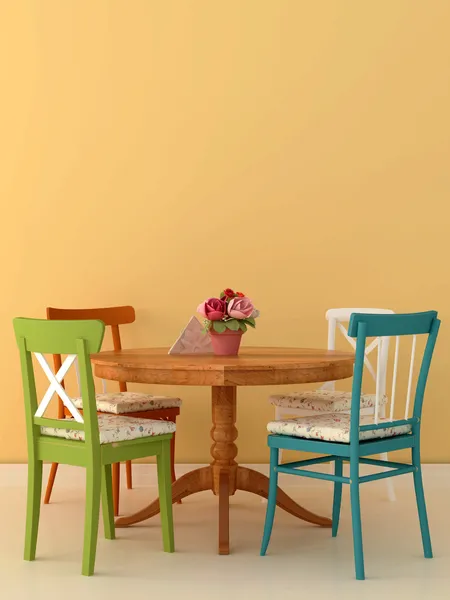 Oude stoelen en tafel — Stockfoto