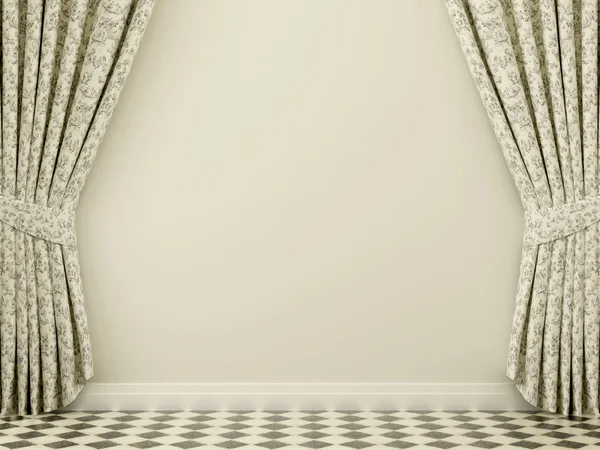 Wall with curtains — Stock Photo, Image
