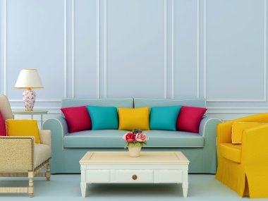 Composition with sofa and armchairs clipart