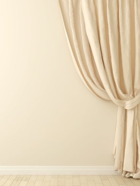 Curtains against a beige wall clipart