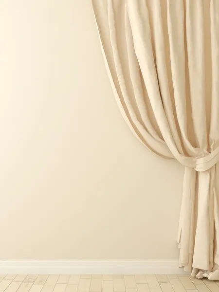 Cortinas contra una pared beige — Foto de Stock