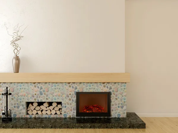 Woonkamer met stenen open haard — stockfoto © lmphot #8682751 Openhaard fireplaces woonkamer