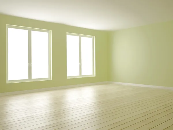 Green room with two windows — Stock Photo, Image