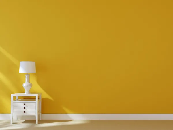 White nightstand with lamp — Stock Photo, Image