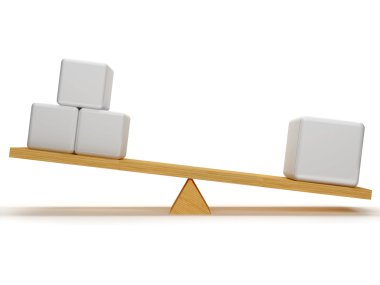 bir büyük küp ve üç küçük arasında overbalance