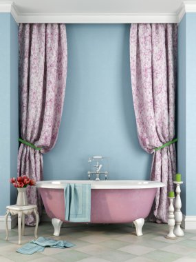 mavi bir arka plan güzel pembe banyo
