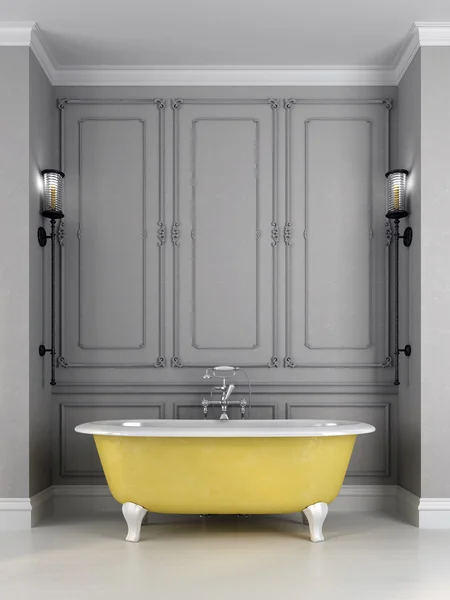 Bright yellow bath on a gray background — Stock Photo, Image