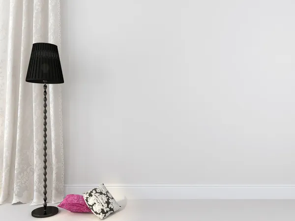 Black floor lamp against a white background — Stock Photo, Image