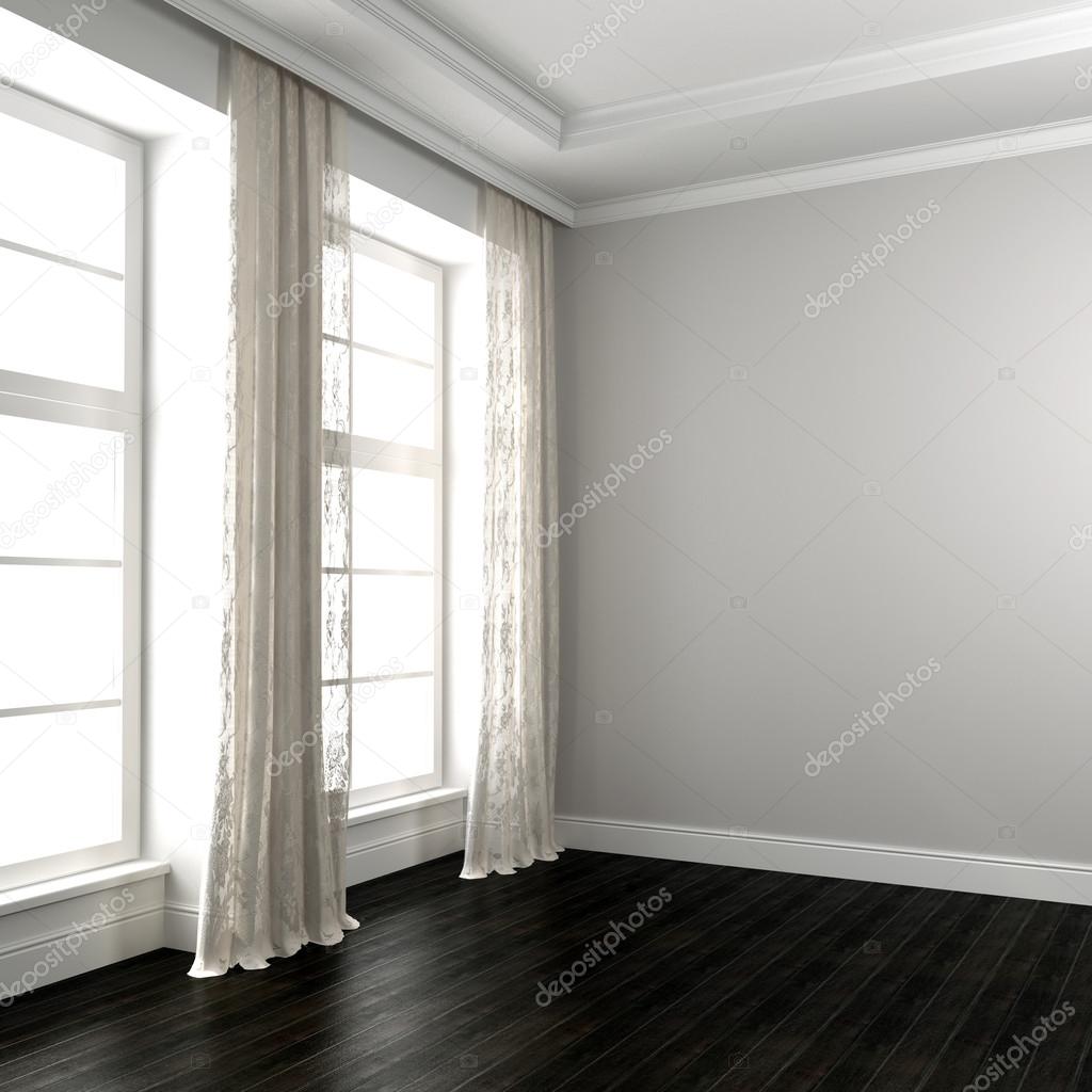 Bright room with dark floor