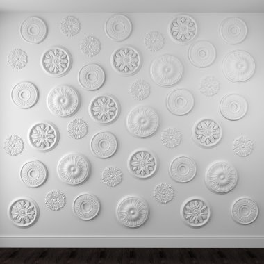 Beautiful rosettes on a white wall clipart