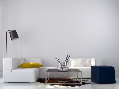 Modern living room with white colors clipart