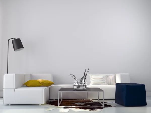 Modern living room with white colors — Stock Photo, Image