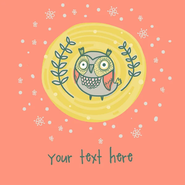 Card with cartoon owl — Stock Vector