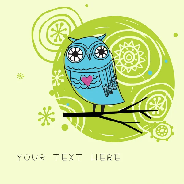 Cute card with cartoon owl in vector — Stock Vector