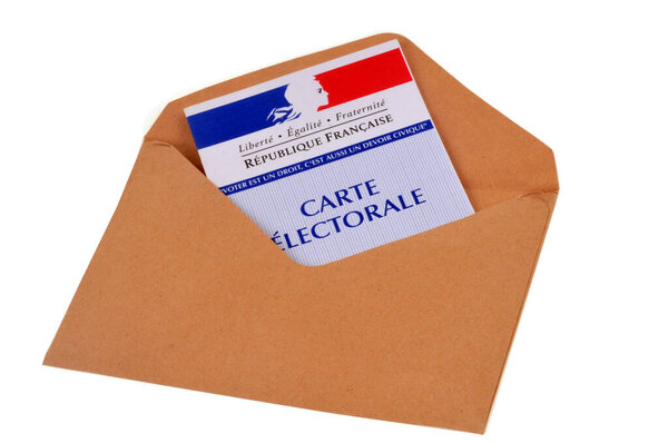 French electoral card with a ballot paper on white background