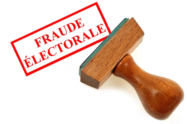 Conceito Fraude Eleitoral Francesa Com Uma Almofada Tinta Fundo Branco — Fotografia de Stock