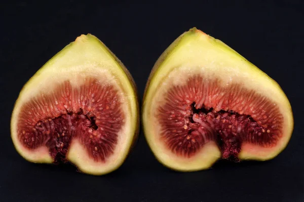 Fresh Fig Cut Close Black Background — Stock Photo, Image