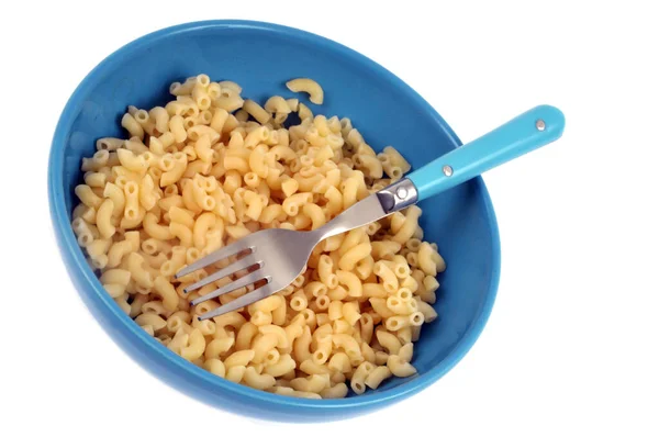 Pasta Plate Fork Close White Background — Stock Photo, Image