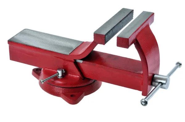 Close Steel Clamping Vise Bench Background — Foto Stock