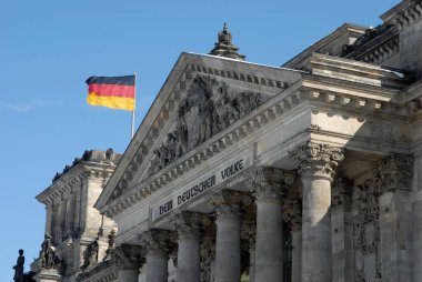 Berlin, Almanya, 23 Mart 2013: Reichstag Sarayı 'nın detayları, Bundestag' ın merkezi
