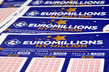 Close-up French Euromillions bulletins 