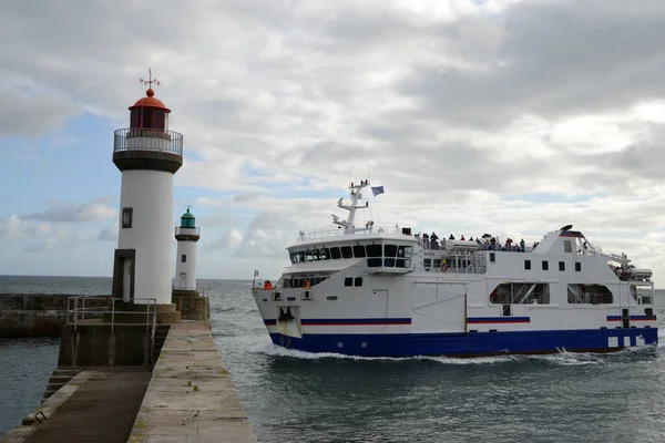 Maritime Shuttle Entering Port Palais Brittany — стоковое фото