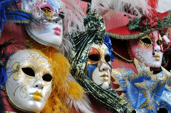 Close Colorful Venetian Masks — Stock Photo, Image