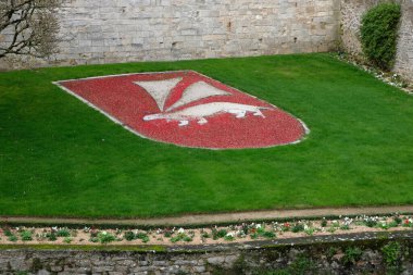 White ermine on a flowerbed symbol of the city of Vannes in Brittany clipart