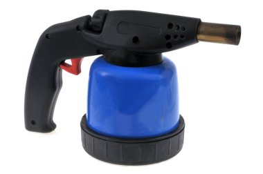 Beyaz arkaplanda gaz lambası yakın plan 